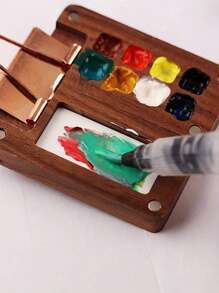 6pcs Mini Travel Palette Set, Portable Watercolor Kit, 8/15 Grid Paint Box, Sketchbook, Binder, And Brushes For Artists And Students - Multicolor - View 8