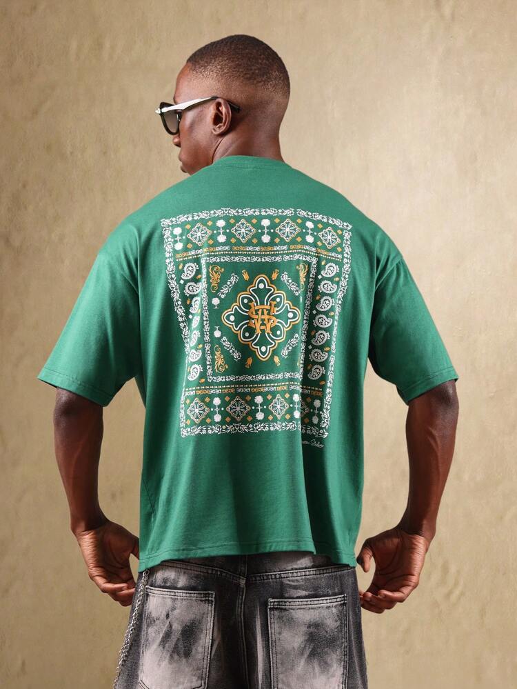 T-shirt à manches courtes et motif décoratif Paisley Bandana Streetwear, coupe classique
