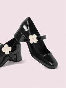 CUCCOO DOLLMOD 2025 Spring/Summer New Fashionable Versatile Strap Mary Jane Shoes, Artistic Floral Design, Vintage Round Toe Platform Heels, Black - Black - View 2