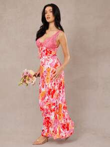 L'Amorae Váy thời trang không tay buộc ren in hoa phía trước cho nữ - Nhiều màu - Xem 5