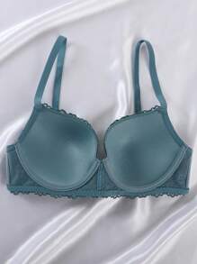 1pc Women Lace Bra With Underwire - Green - View 7