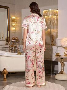 SHEIN PJS10 女士花卉印花短袖长裤睡衣套装