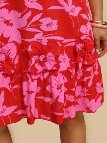 Travachic 大码休闲花卉3D装饰束腰连衣裙女夏装度假装女装夏季新款女夏装女夏装 - 紅色 - 查看 4