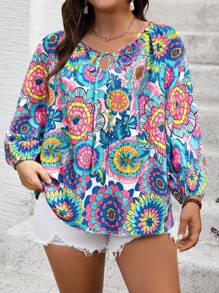 EMERY ROSE Camisa Primavera Verano Casual para vacaciones en la playa con cordones para tallas grandes - Multicolor - Ver 1