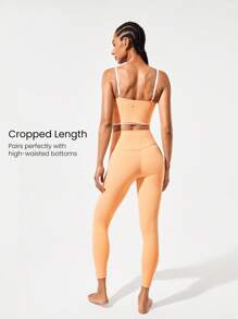 GLOWMODE FeatherFit™ Two-Tone Scoop Neck Longline Sports Bra Low Impact Yoga Daily - Orange - View 2