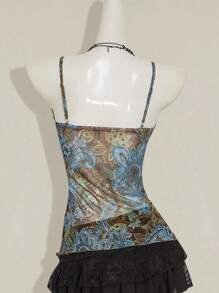 SHEIN ICON 女士佩斯利印花 Y2K 复古褶饰吊带背心 - 彩色 - 查看 2