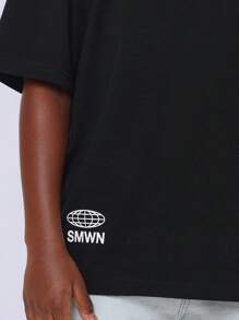 SUMWON Adventure Awaits Mountain Graphic Oversized T-Shirt Outdoor Explorer Youth Hiking Camping Summer Casual Weekend Wear