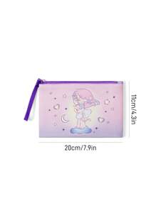 Pop Mart Azura X SHEIN 1pc Cartoon Printed Lightweight Cosmetic Bag, Perfect For Storing Cosmetics, Stationery, Daily Necessities, Digital Products, Etc., Perfect For Commuting, School, Travel, Suitable For Men, Women, Students, Children And Everyone Else, Tears
