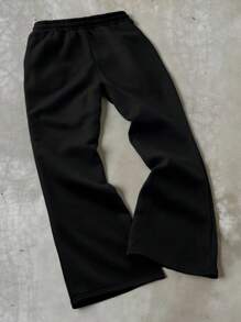Manfinity ZONE917 Pantalones de chándal sueltos con estampado de letras, cintura con cordón y bolsillos para hombres de talla grande