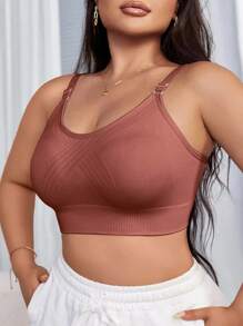 1pc Seamless Strap Women's Wireless Bra - Burnt Orange - View 4