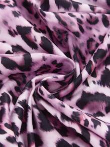 ROMWE Grunge Punk Plus Size Women Y2K Lace Leopard Print Halter Neck Camisole - Multicolor - View 4