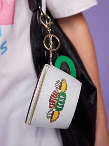 FRIENDS X SHEIN 1 pieza de monedero con forma de taza de café de PU, que puede almacenar artículos pequeños de uso diario, cambio, lápiz labial, etc., se puede colgar en la bolsa, adecuado para ir y venir, estudiar, viajar, apto para hombres, mujeres, adolescentes, estudiantes, amistad