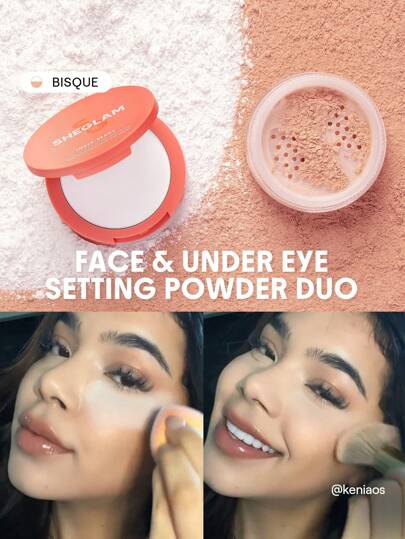 SHEGLAM Polvos Fijadores Para Rostro Y Contorno De Ojos Insta-Ready Duo-Bisque Polvos Sueltos Fijadores Iluminadores 2 En 1 Polvos Mate Sin Poros A Prueba De Agua Polvos De Invierno Para Navidad Y Marca Belleza Maquillaje Maquullaje CosméTica Para Mujeres NiñAs Perfecto Para Invierno Ideal Para Y2K Elegante Moda Adecuado Para CumpleañOs Regalo Fiesta Listo Mejor Color