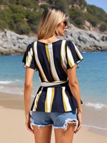 SHEIN LUNE Damen Bluse Sommer für Frauen Sommer Tops Arbeit Frauen Ausgehen Tops Frauen Büro für Frauen Lehrerin für Frauen Elegant für Frauen - Verschiedenfarbig - Übersicht 2
