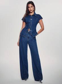 Denimoi Mid Rise Relaxed Fit Paneled Wide Leg Denim Jeans, Paneled Jeans, Wide Leg Jeans, Denim On Denim, Summer Jeans, Cute Summer Outfits