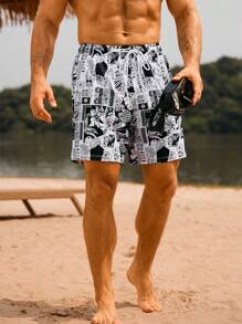 Manfinity KASUA Men's Floral Print Drawstring Waist Beach Shorts - Multicolor - View 6