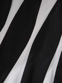 Franclia Black & White Asymmetrical Striped Sleeveless Dress - Black and White - View 5