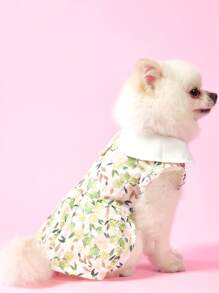 PETSIN Vestido Leve e Respirável para Cães de Estimação com Estampa Floral Delicada, Estilo Europeu e Americano na Moda, Adequado para Primavera/Verão - Amarelo - Visão 4