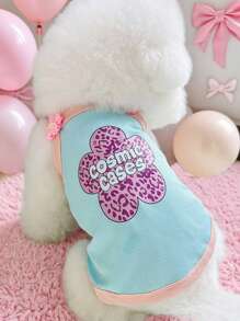 1pc New Korean INS Style Pet Vest For Dogs And Cats, Ice Silk Blend, Suitable For Teddy, Poodle, Yorkie, Etc. - Blue - View 2