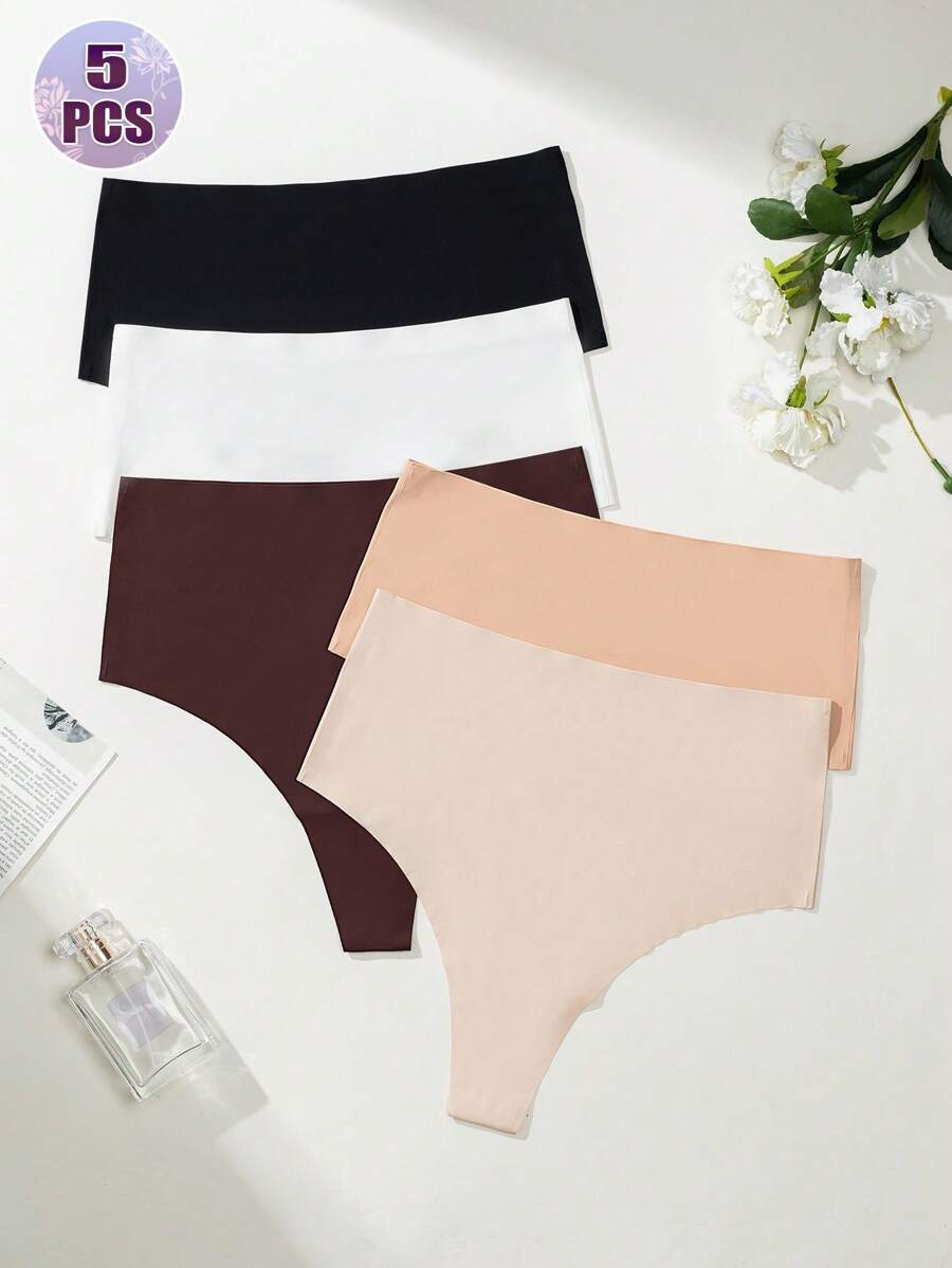 SHEIN 5件套女士无缝纯色丁字裤套装