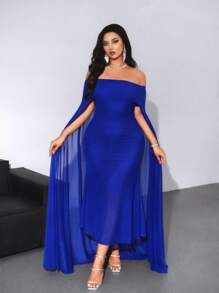 Viva Relle Plus Size Women's Elegant, Graceful, Magnificent Pagoda Blue Color Long Dress Fall Cloth For Women - Blue - View 5