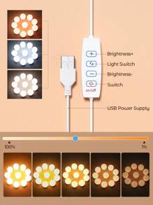 Teckwe LED Makeup Vanity Fill Lights Mirror, USB Three-Color Mirror Front Light Led Makeup Light With Rotatable Cable, Holly Wood Style Vanity Lights,Dimmable, Colored, Fill Light Bulb For Dressing Table, Beauty Makeup Mirror Light Bathroom Lighting, Valentine's Day Gift