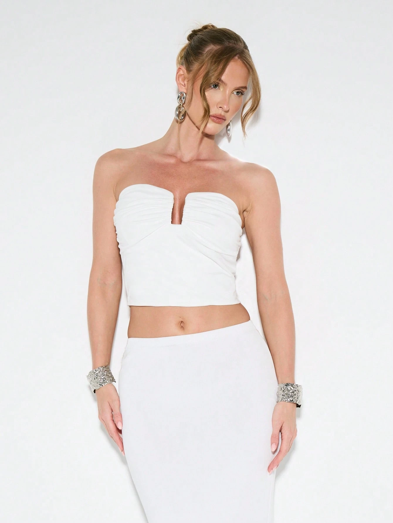 KIZN Structured Strapless Corset Crop Top