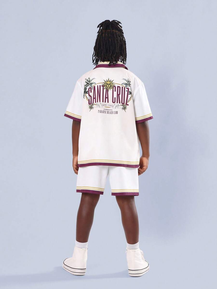 SUMWON Ensemble de short Jersey Paradise Beach Club Santa Cruz Style baseball d'été Tenue rayée d'équipe Vêtements d'activité