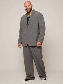 EASEVO Ensemble veste de costume et pantalon décontracté coupe slim grande taille pour hommes