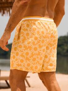 Manfinity VDAYZ Pantalones cortos de playa sueltos con cordón en la cintura, estilo casual para hombre, verano