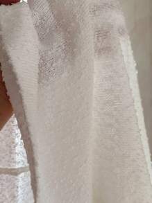 SHEIN BAE Váy len dệt kim bó sát thanh lịch buộc dây phía trước cho nữ - Đen và trắng - Xem 9