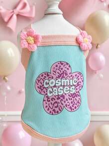 1pc New Korean INS Style Pet Vest For Dogs And Cats, Ice Silk Blend, Suitable For Teddy, Poodle, Yorkie, Etc. - Blue - View 8