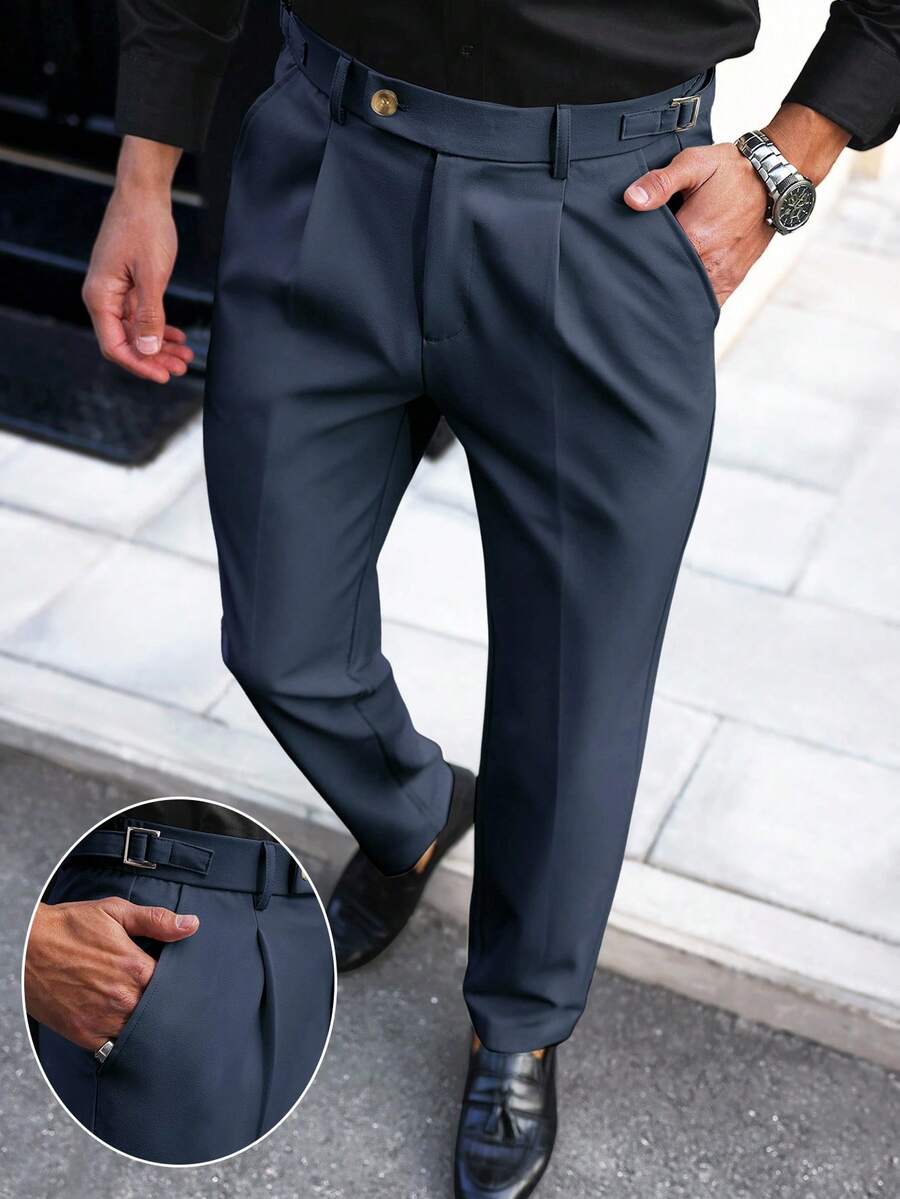 Manfinity Bizformal Calça social masculina longa e lisa em tecido tecido, com caimento ...