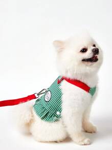 PETSIN Lightweight & Breathable Dog Embroidered Striped Pattern Casual Suspender Dress For Pet, Suitable For Spring/Summer Outdoor Use