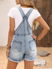 EMERY ROSE Women's Summer Casual Versatile Denim Jumpsuit With Pockets - Blue - View 2