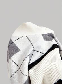 SHEIN MOD 女士菱形图案立领短袖紧身针织连衣裙 - 彩色 - 查看 6