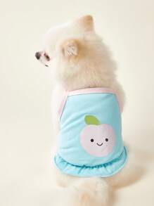 PETSIN Chaleco sin mangas de verano azul, ligero y transpirable, con diseño de bloques de color e impresión de fresas, adecuado para perros y gatos pequeños/medianos, camisa para mascotas popular para uso al aire libre en Europa/América