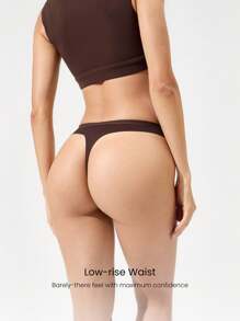 GLOWMODE 2条装 ™ 莫代尔低腰丝滑无缝轻盈防臭低腰丁字裤日常休闲工作服 - 棕色 - 查看 3