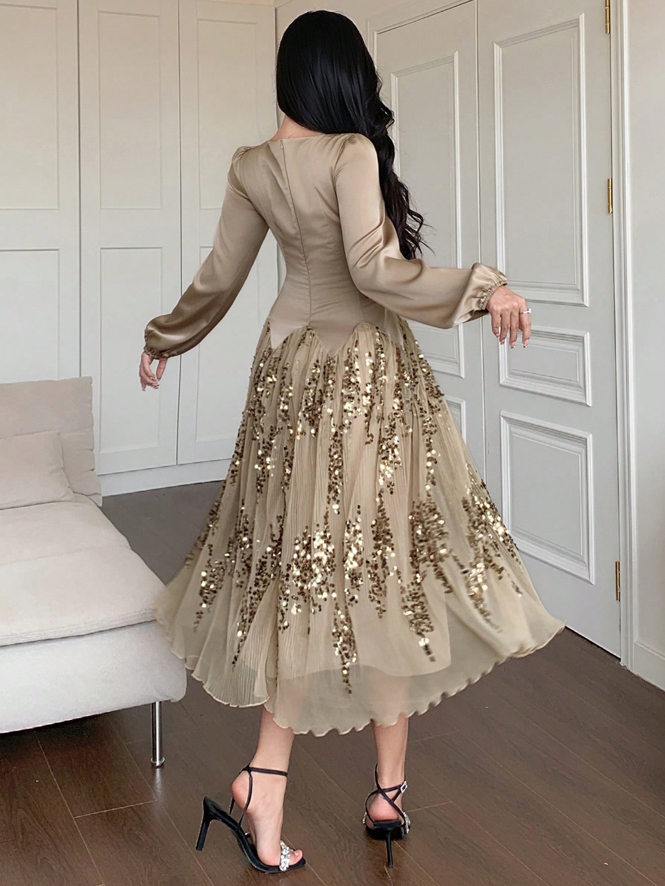 DAZY فستان نسائي طويل الأكمام للربيع والحفلات الرس...