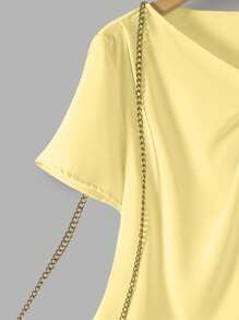 SHEIN LUNE 2pcs/Set Women Spring Casual V-Neck White Shirt And Khaki Pants - Yellow - View 5