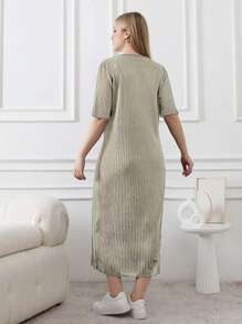 RueChic Lange T-shirtjurk met zijsplit en gedetailleerde details