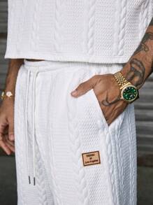 AXEPEAK Set di canottiera e pantaloncini corti da uomo con cinturini larghi decorati - Bianco - Visualizzare 5