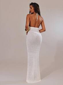 SHEIN BAE 女士 3D 花卉装饰休闲长款毛衣连衣裙