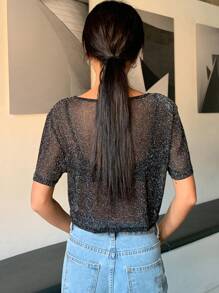 DAZY See Through Crop Mesh Top Without Bra Going Out Tops Festival Sheer Y2k,Beach Outfits