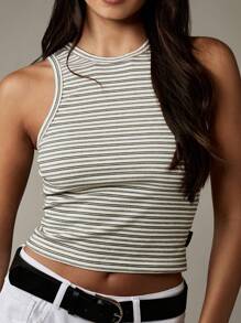 MISSGUIDED 罗纹背心，无袖，高领，修身，短款，基本款，夏季，分层上衣，休闲，现代，简约 - 彩色 - 查看 6