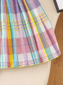 Sparklyn 女童格子无袖衬衫和褶皱格子裙套装 - 彩色 - 查看 3