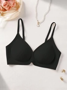 Snug Zone 1 件女士无缝文胸，柔软支撑，无钢圈提升和侧边平滑 - 黑色 - 查看 6