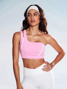 Easify SHEIN Sport Damen Kontrast Farbstreifen abnehmbare Polster Lässig Sport BH, geeignet für Frühling/Sommer Alltag und Sport