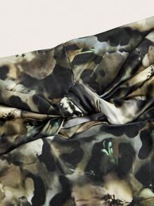 SHEIN Unity Women's Sexy Backless Spaghetti Strap Full Print Fishtail Hem Long Dress, Summer Holiday Resort Style