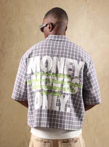 SUMWON Camisa casual con botones de manga corta y diseño a cuadros, de corte holgado, con diseño retro y estilo de calle, para primavera y verano